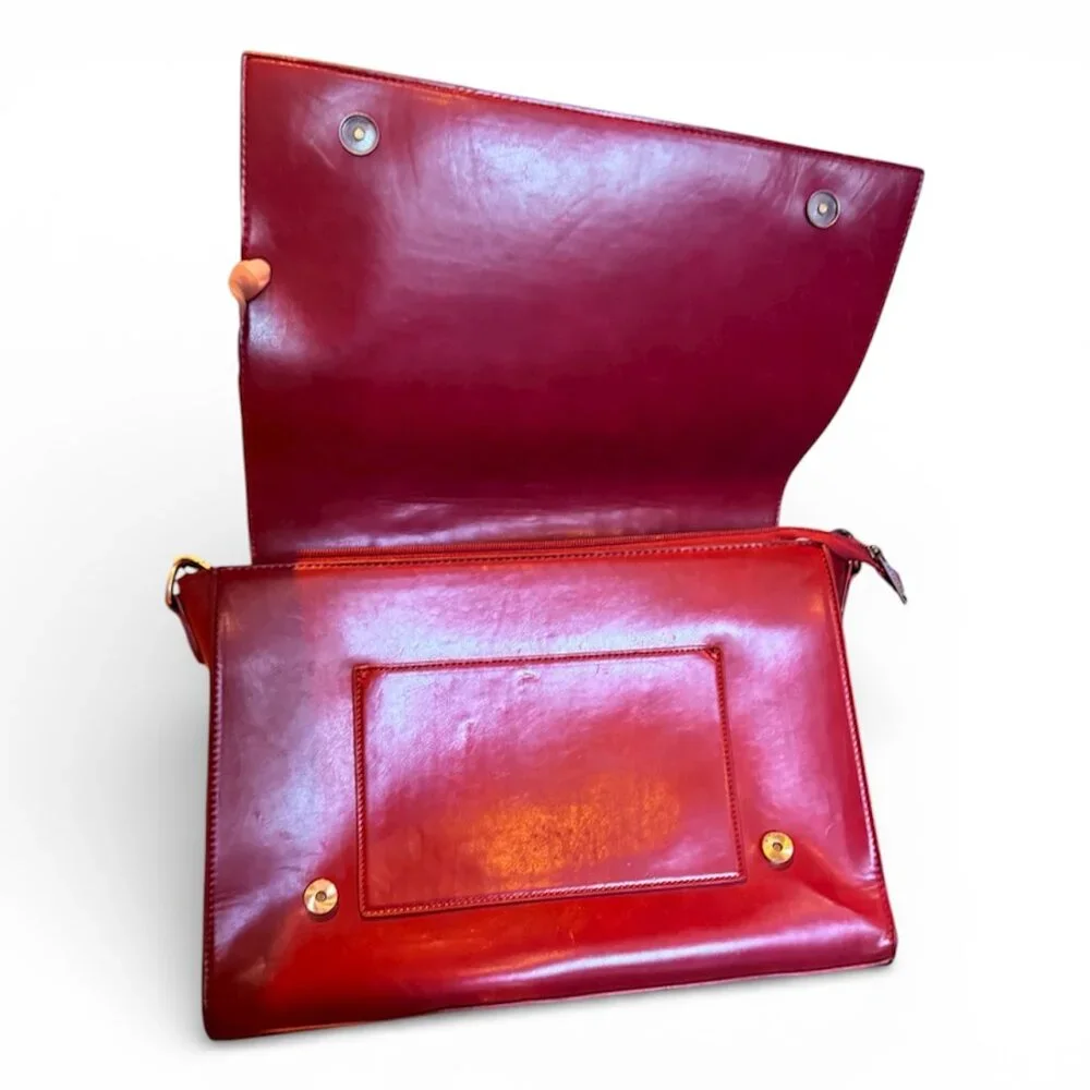 Ecosusi Woman's Briefcase Vegan Red Leather Laptop Back w/Shoulder Strap w/ Bow